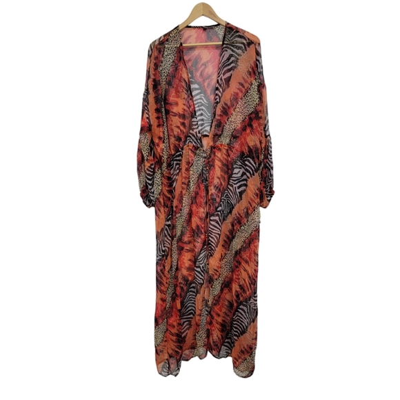 Fashion Nova Red Sheer Animal Print Cover Up - Picture 3 of 9